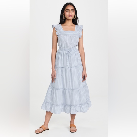 Brand new condition!! Striped ruffle tiered maxi skirt high waisted a-line cut - Picture 4 of 7